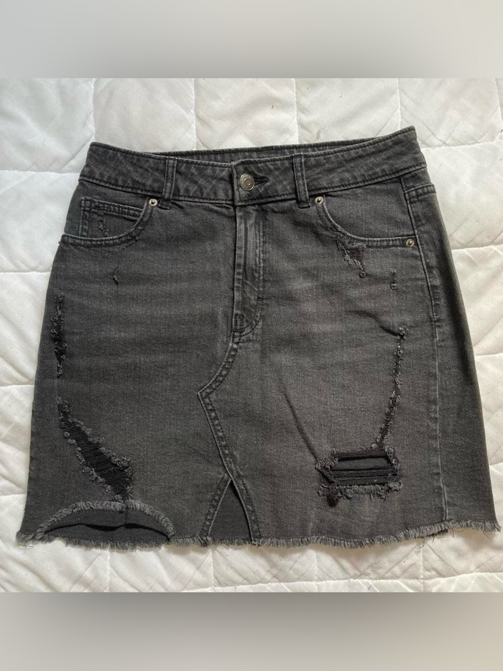 wild fable Black Distressed Denim Mini Skirt